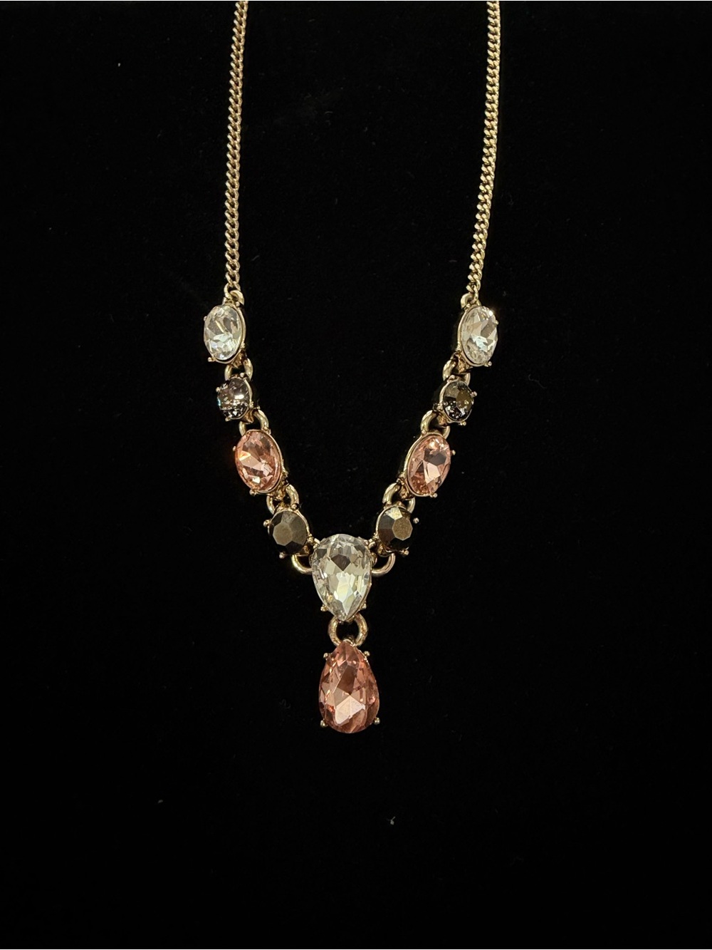 Givenchy Gold-Tone Necklace with Pink and Clear Crystals
